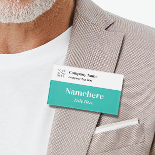 Badge D'identification Logo Entreprise Moderne Simple Turquoise Grand Tit