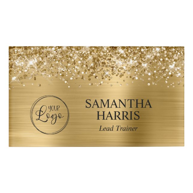 Badge D'identification Logo Glittery Gold Foil (Devant)