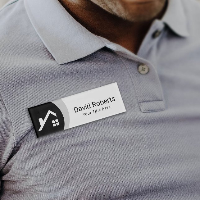 Badge D'identification Logo personnalisé de l'agent immobilier noir et bl (Créateur téléchargé)