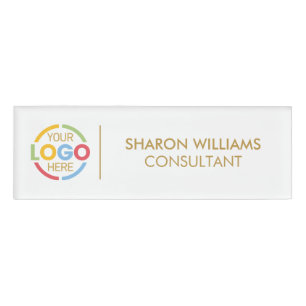 Badge D'identification Logo personnalisé de l'entreprise Blanc et Or pour