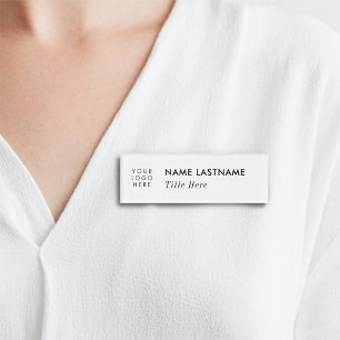 Badge D'identification Logo Personnalisé Élégant Simple White Magnet Titr
