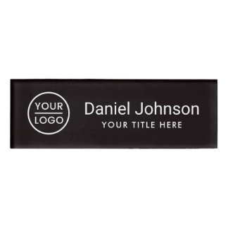 Badge D'identification Logo personnalisé noir nom magnétique professionne