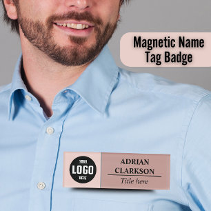 Badge D'identification Logo personnalisé Soft Pink Nom magnétique Balise