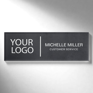 Badge D'identification Logo personnalisé tendance Personnel employé noir 