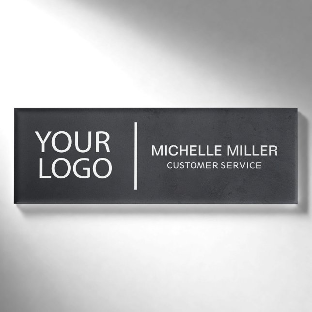 Badge D'identification Logo personnalisé tendance Personnel employé noir  (Devant)