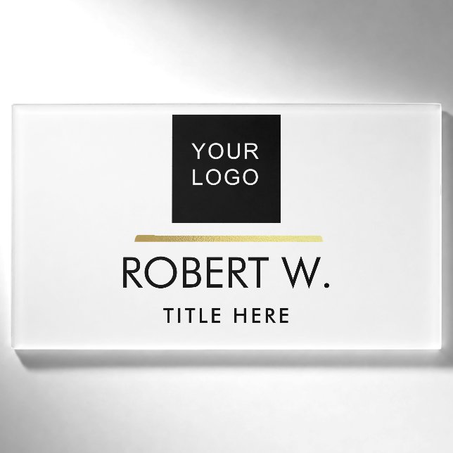 Badge D'identification Logo professionnel personnalisé blanc (Devant)