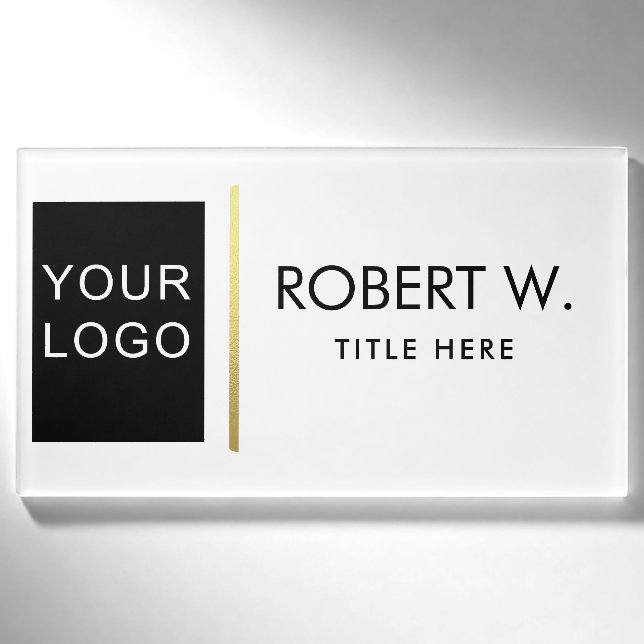 Badge D'identification Logo professionnel personnalisé blanc (Devant)