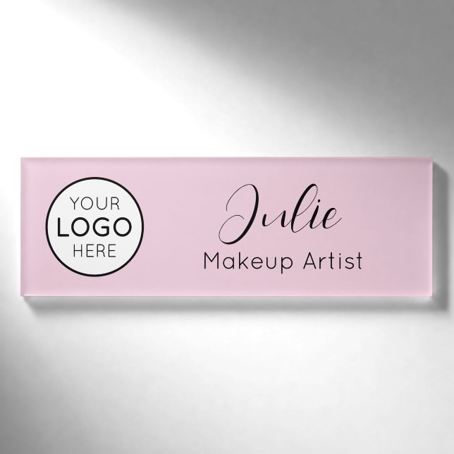Badge D'identification Logo rose, nom et titre (Devant)