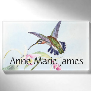 Badge D'identification L'orchidée d'oiseau de colibri fleurit l'étiquette