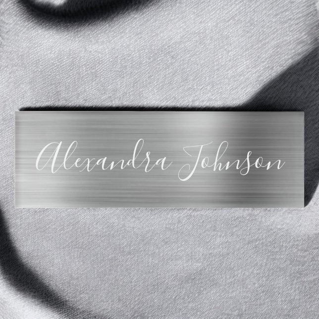 Badge D'identification Luxe Professionnel Silver Foil Moderne (Créateur téléchargé)