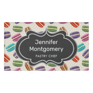 Badge D'identification Macarons de couleur mignonne Motif avec cadre fant