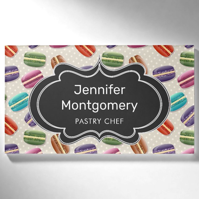 Badge D'identification Macarons de couleur mignonne Motif avec cadre fant (Devant)