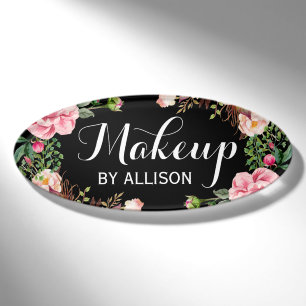 Badge D'identification Maquillage Artiste Beauté Salon Classy Floral Enve