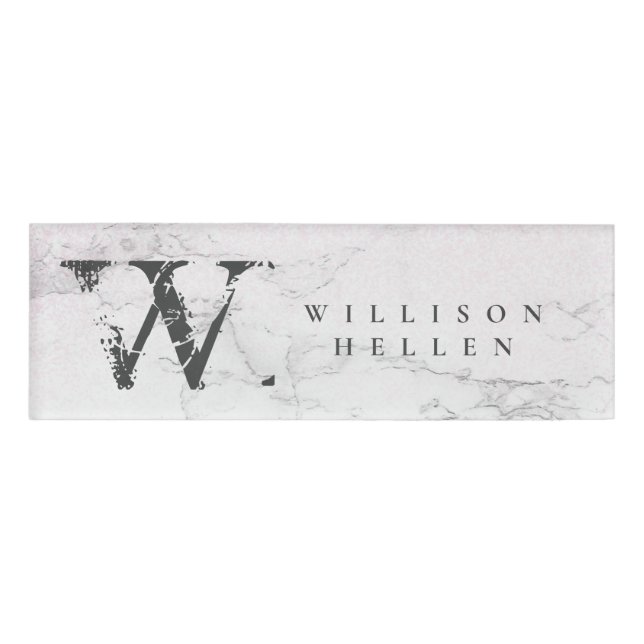 Badge D'identification Marbre Parties scintillant Luxe monogramme (Devant)