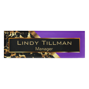 Badge D'identification Marbre pourpre, noir et or 2