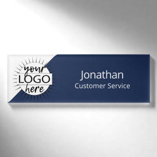 Badge D'identification Marine Blue Modern Custom Logo Magnet Employé Pers
