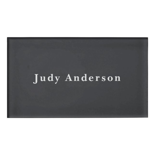 Badge D'identification Matte Black Professionnel Plain Moderne Élégant (Devant)