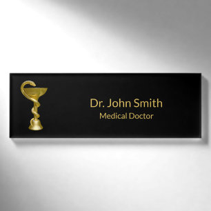 Badge D'identification Médicale Snake Bowl Classy Hygieia Gold Caduceus