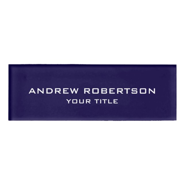 Badge D'identification Midnight Blue Plain Elegant Minimalist Simple (Devant)