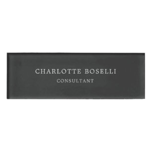 Badge D'identification Minimaliste Élégant Classique Professionnel Gris