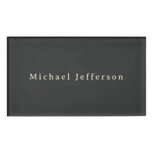 Badge D'identification Minimaliste noir mat tendance propre nom