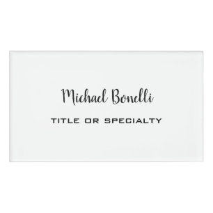 Badge D'identification Minimaliste Professionnel Moderne Noir Blanc Noir