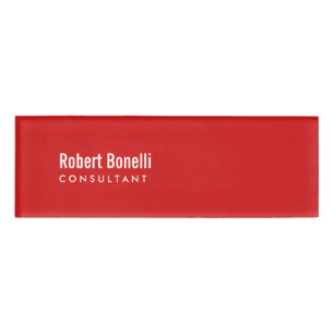 Badge D'identification Minimaliste Rouge clair blanc blanc moderne Taille