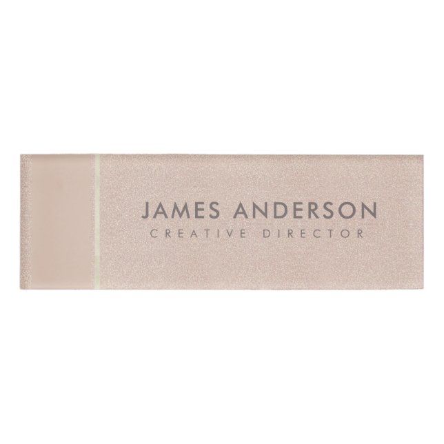 BADGE D'IDENTIFICATION MIROITEMENT ROSE MINIMAL ÉLÉGANT D'OR PERSONNALISÉ (Devant)