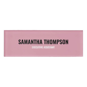 Badge D'identification Moderne Chic rose, blanc et noir