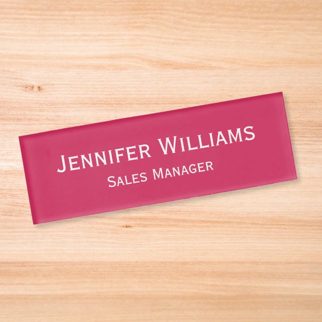Badge D'identification Moderne Dark Pink Professional Magnétique (Modern Dark Pink Professional Executive Magnetic Name Tag)