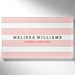 Badge D'identification Moderne Simple Pail Rose & Blancs