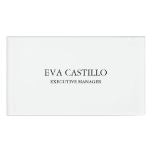 Badge D'identification Moderne tendance Elégant Simple White Manager