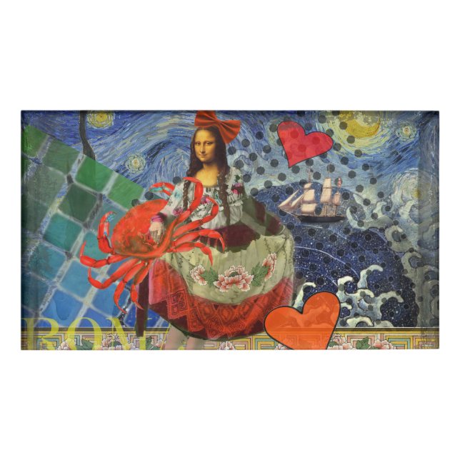 Badge D'identification Mona Lisa Fun Zodiac Whimsical (Devant)