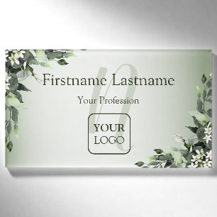Badge D'identification Monogramme Custom Logo Verdure Floral Feuilles