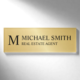 Badge D'identification Monogramme et nom personnalisés Gold Professional