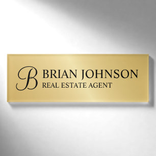 Badge D'identification Monogramme et nom personnalisés Gold Professional
