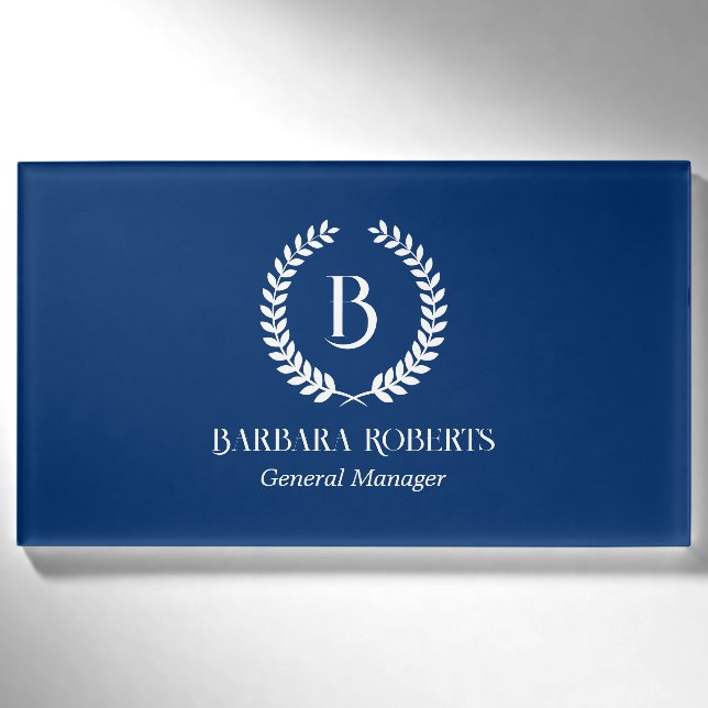 Badge D'identification Monogramme personnalisé de la couronne de laurier  (Devant)