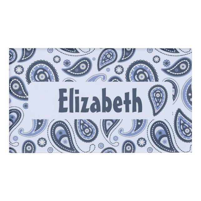 Badge D'identification Motif Blue Paisley (Devant)
