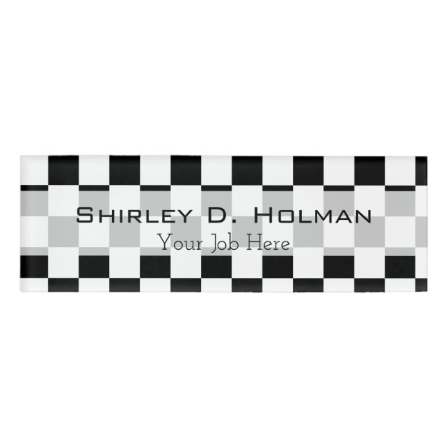 Badge D'identification Motif Checkered noir et blanc (Devant)