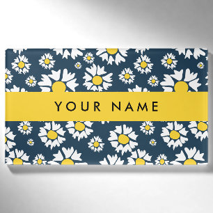 Badge D'identification Motif de marguerite, marguerites blanches, Votre n