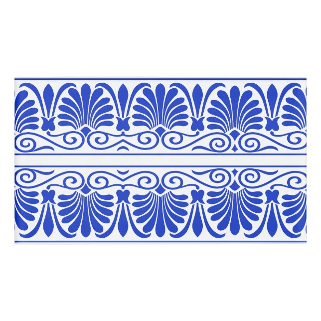 Badge D'identification Motif grec méditerranéen bleu (Devant)