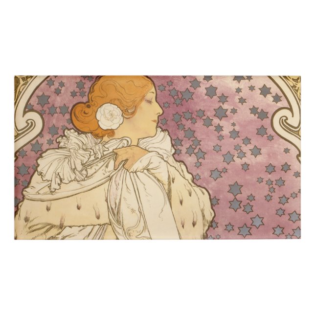 Badge D'identification Mucha Art nouveau femme beauté (Devant)
