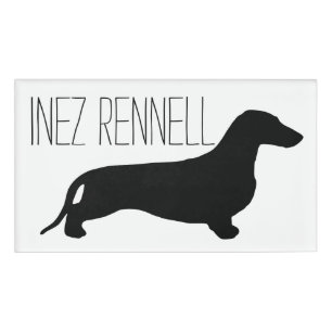 Badge D'identification Noir de silhouette de teckel + vos idées
