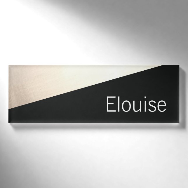 Badge D'identification Noir moderne Nom du personnel de l'employé Balise  (Devant)