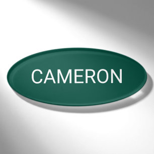 Badge D'identification Nom acrylique vert foncé Balise Magnétique ovale 3