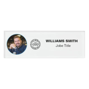 Badge D'identification Nom de photo de logo d'entreprise minimaliste