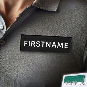 Badge D'identification Nom et titre personnalisés de base - noir et blanc