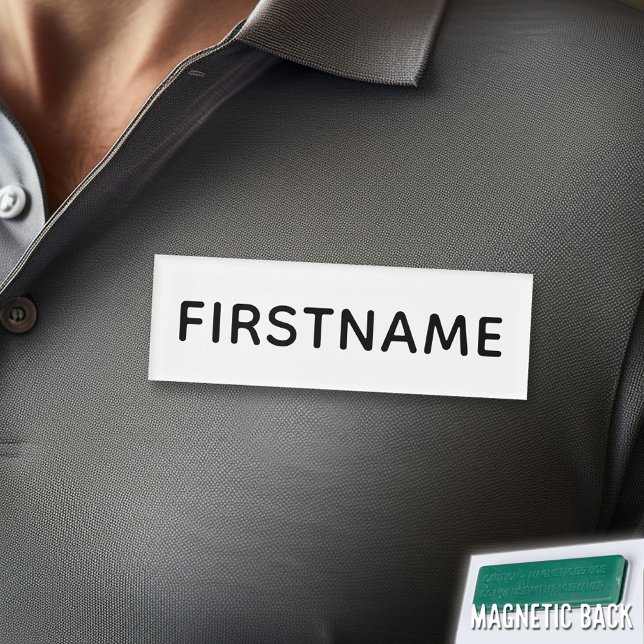 Badge D'identification Nom et titre personnalisés de base - noir et blanc (Custom Name Tag - Personalize )