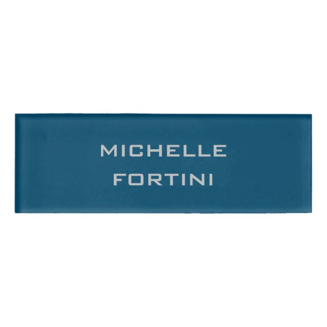 Badge D'identification Nom lisible moderne bleu océan clair (Devant)