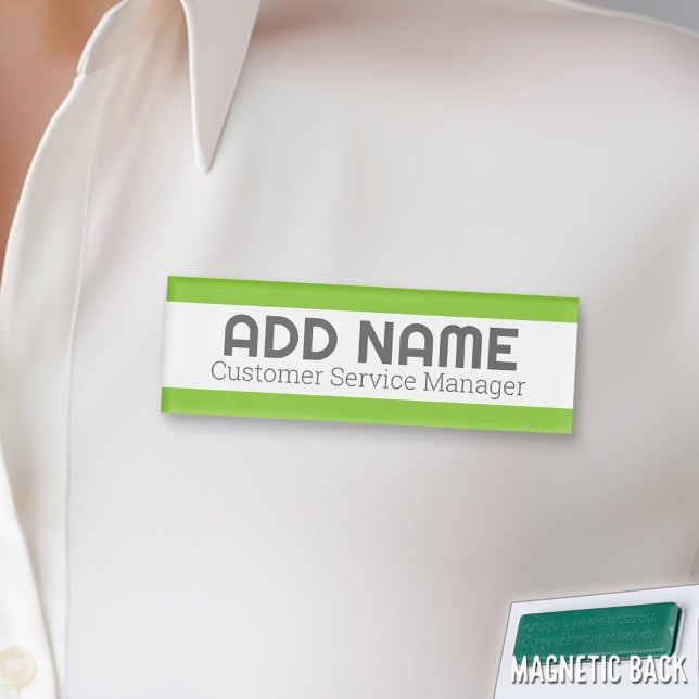 Badge D'identification Nom minimal moderne Titre Couleur Accent employé (Custom Name Tag - Personalize )